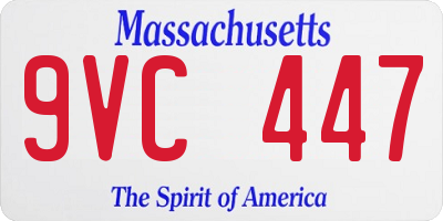 MA license plate 9VC447