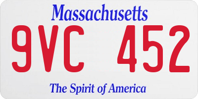 MA license plate 9VC452