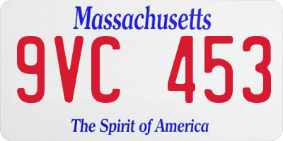 MA license plate 9VC453