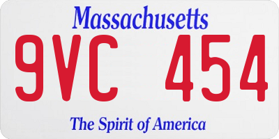 MA license plate 9VC454