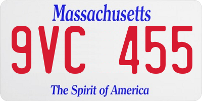 MA license plate 9VC455