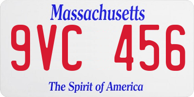 MA license plate 9VC456