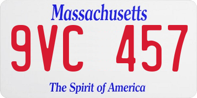 MA license plate 9VC457