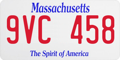 MA license plate 9VC458