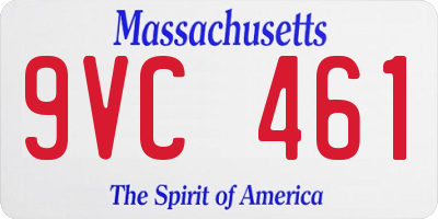 MA license plate 9VC461