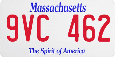 MA license plate 9VC462