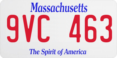MA license plate 9VC463