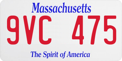 MA license plate 9VC475