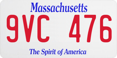 MA license plate 9VC476