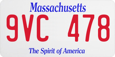 MA license plate 9VC478