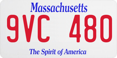 MA license plate 9VC480