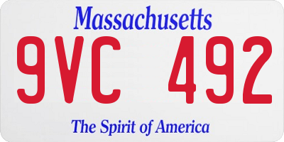 MA license plate 9VC492