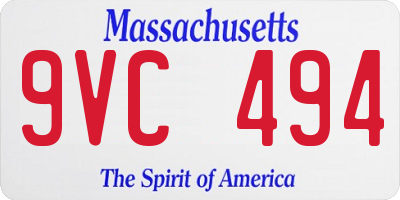 MA license plate 9VC494