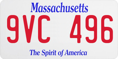 MA license plate 9VC496