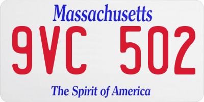 MA license plate 9VC502