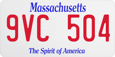 MA license plate 9VC504