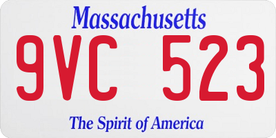 MA license plate 9VC523