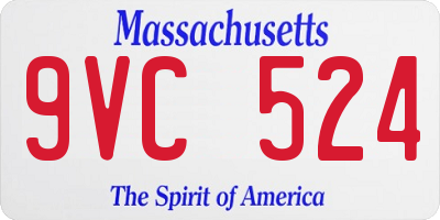 MA license plate 9VC524