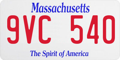 MA license plate 9VC540