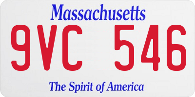 MA license plate 9VC546