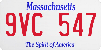 MA license plate 9VC547