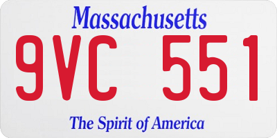 MA license plate 9VC551