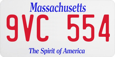 MA license plate 9VC554