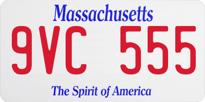 MA license plate 9VC555