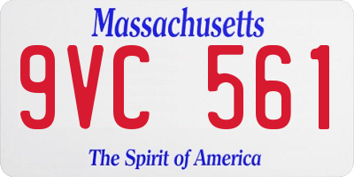 MA license plate 9VC561