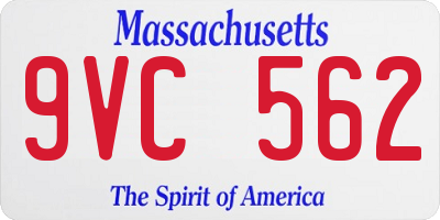 MA license plate 9VC562