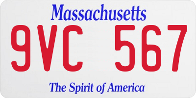 MA license plate 9VC567