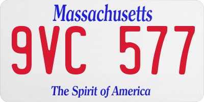 MA license plate 9VC577