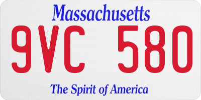 MA license plate 9VC580