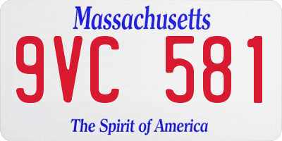 MA license plate 9VC581