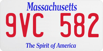 MA license plate 9VC582