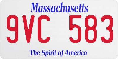 MA license plate 9VC583