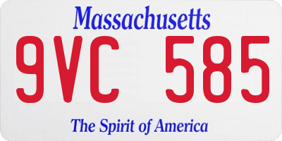 MA license plate 9VC585
