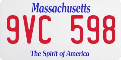 MA license plate 9VC598