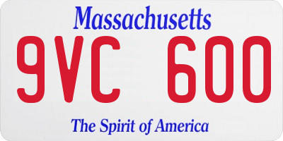 MA license plate 9VC600