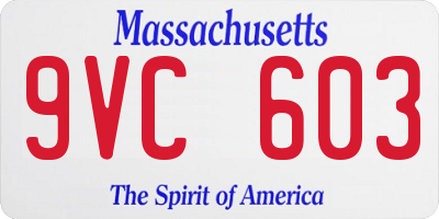 MA license plate 9VC603