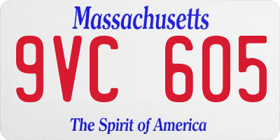 MA license plate 9VC605