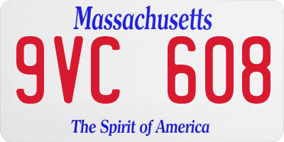 MA license plate 9VC608