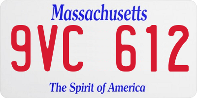 MA license plate 9VC612