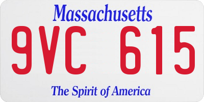 MA license plate 9VC615