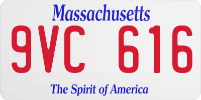 MA license plate 9VC616