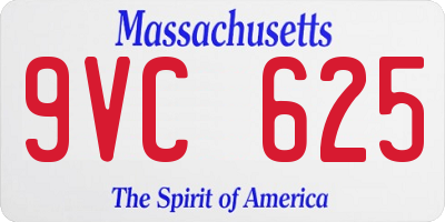 MA license plate 9VC625
