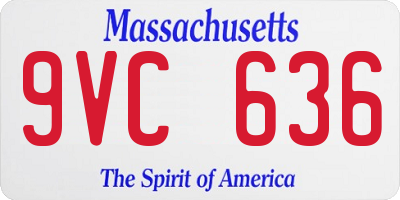 MA license plate 9VC636