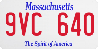 MA license plate 9VC640