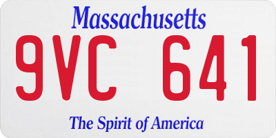 MA license plate 9VC641