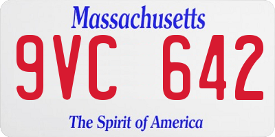MA license plate 9VC642